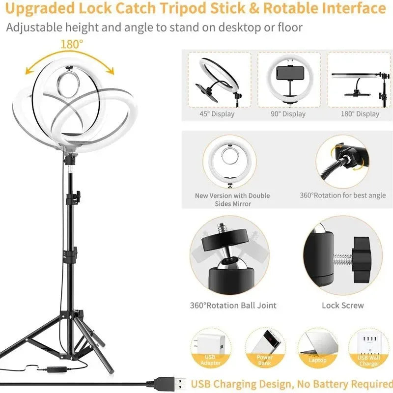10 Inch LED Ring Light with Tripod & Phone Holder for Video & Makeup - Trekker Essentials