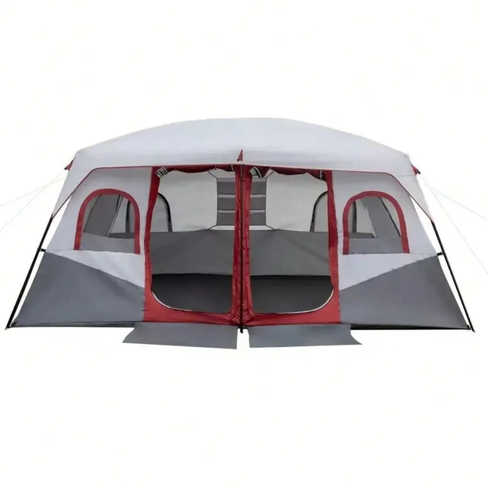 10-Person Family Camping Tent - 2-Room Waterproof Cabin Tent with Steel Frame for Outdoor Adventures - Trekker Essentials