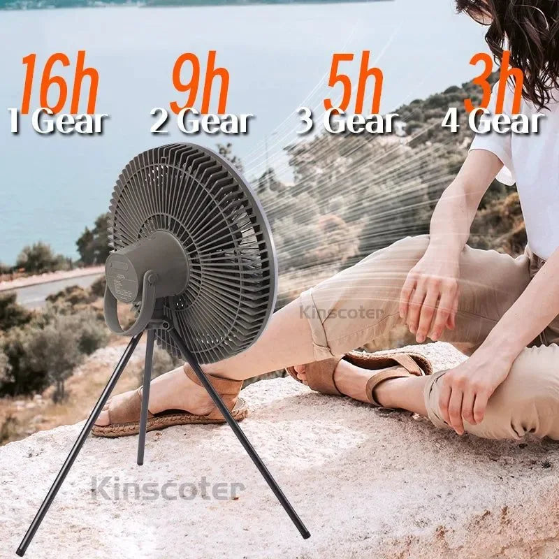 10000mAh Outdoor Camping Fan with LED Lighting, 11-inch Large Ceiling Fan and Air Circulator - Trekker Essentials