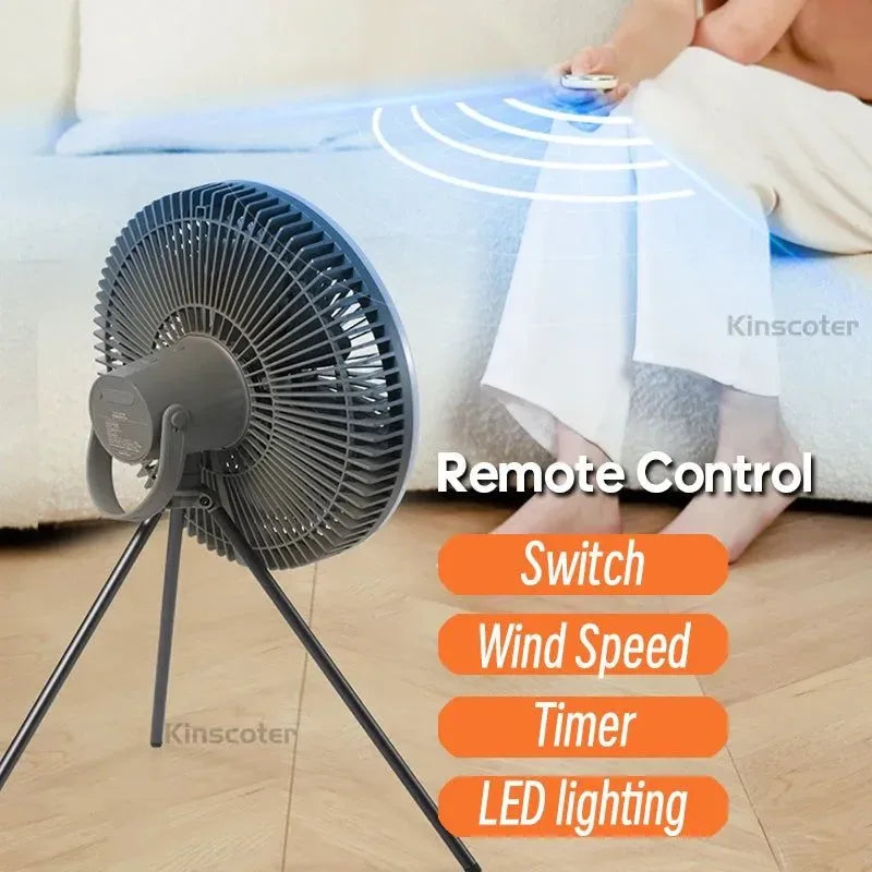 10000mAh Outdoor Camping Fan with LED Lighting, 11-inch Large Ceiling Fan and Air Circulator - Trekker Essentials