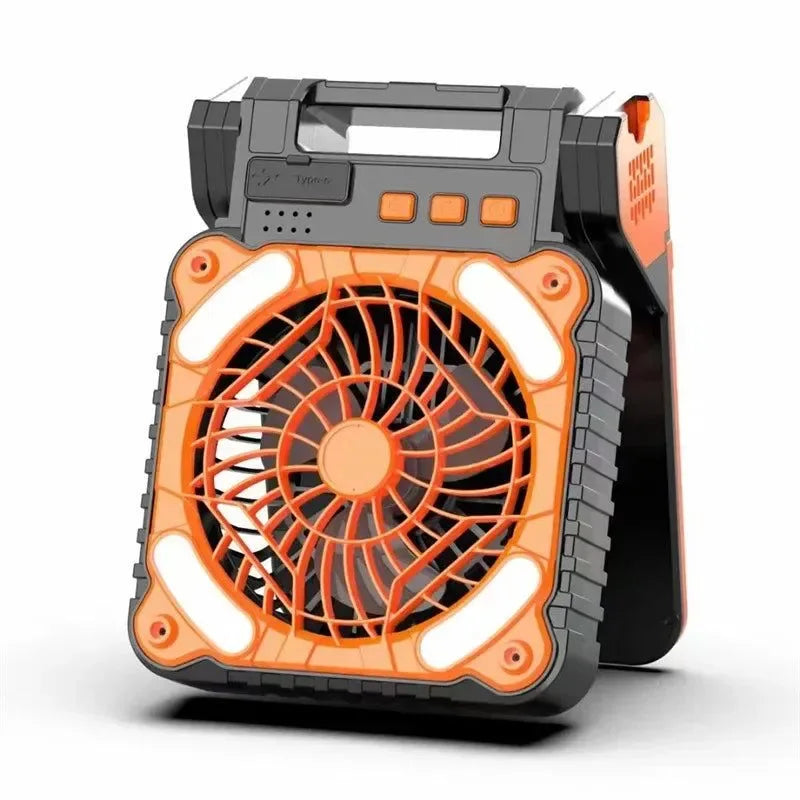 10000mAh Solar Powered Portable Camping LED Lantern With Fan - 4 Speeds Powerful Wind, Rechargeable Battery Operated, 90° Folding - Trekker Essentials