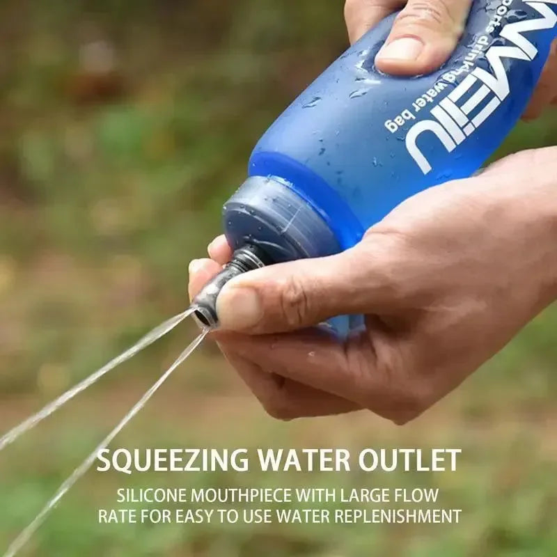 1000/2000ml Soft Flask Folding Collapsible Water Bottle with Filter - Perfect for Running, Hydration Packs, Waist Bags, and Outdoor Camping - Trekker Essentials