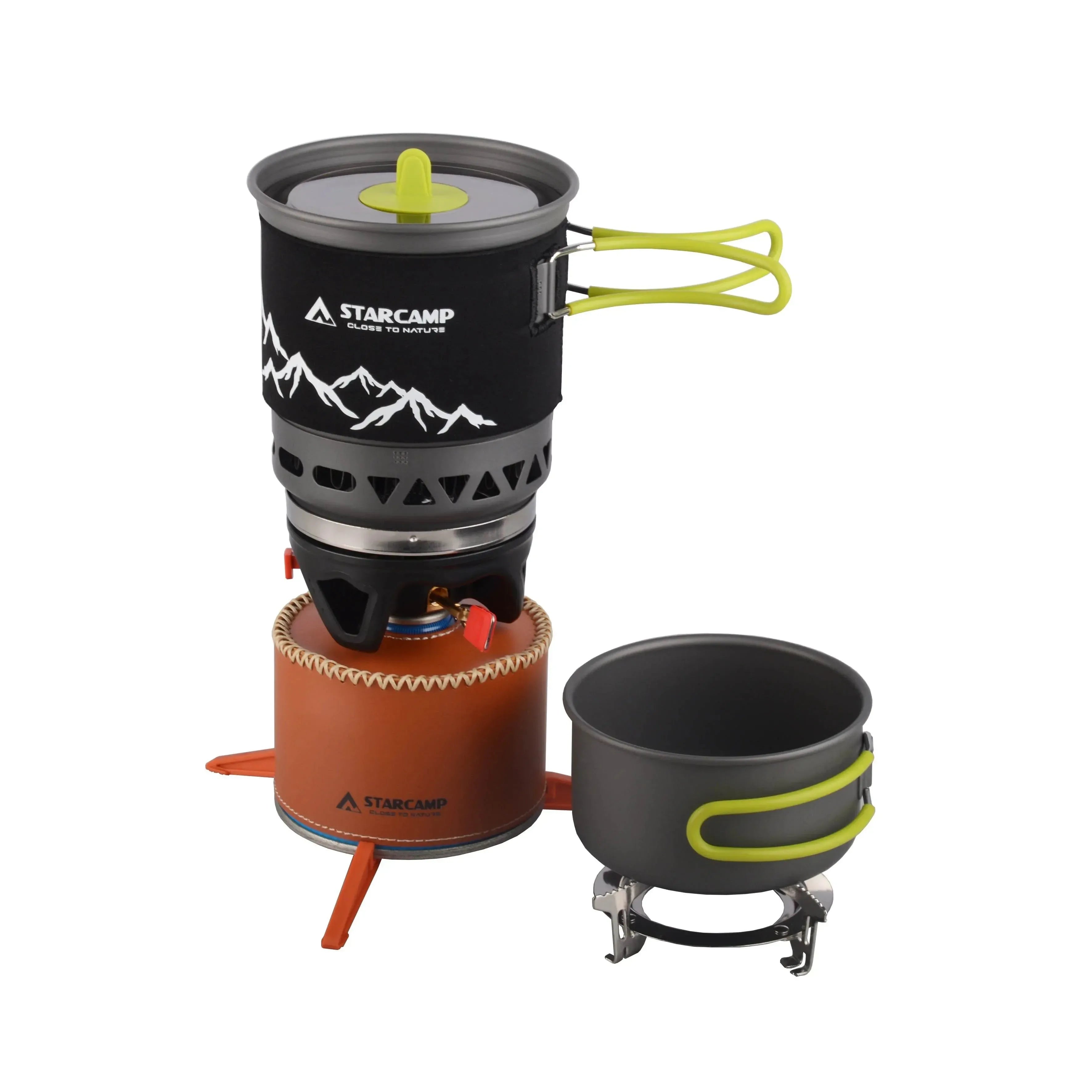 1000+500ml Dual-Pot Fast-Boil Camping Stove System with Ignition - Trekker Essentials