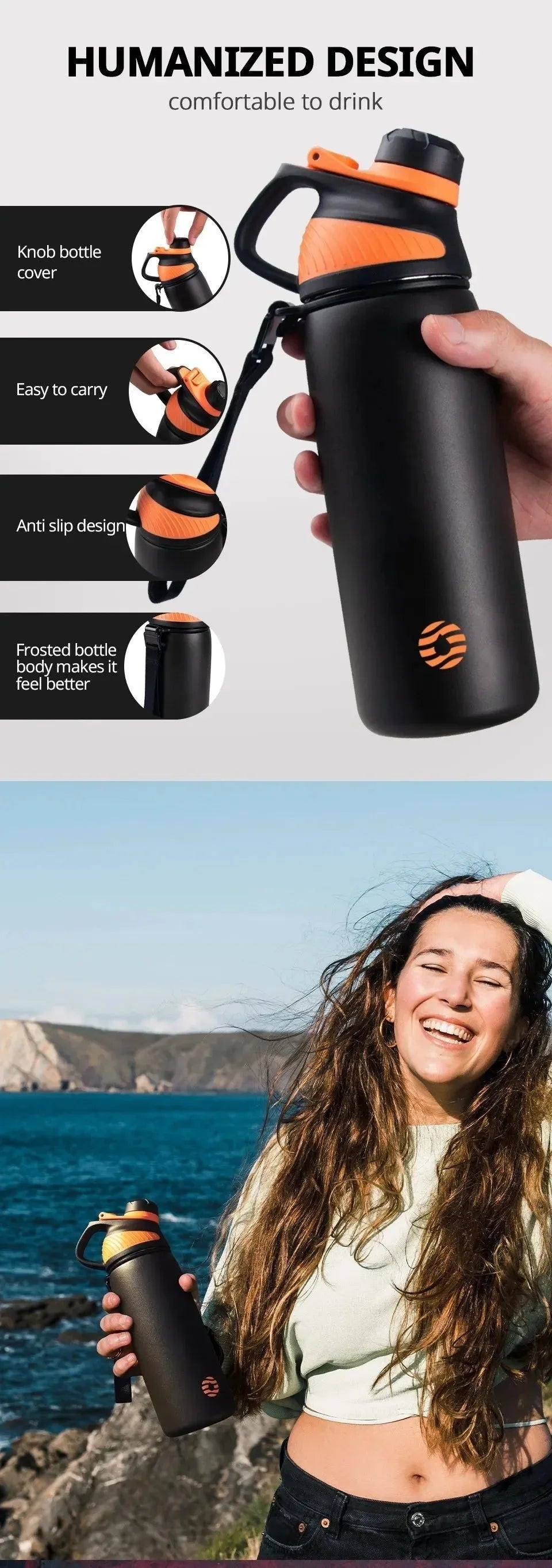 1000ml Stainless Steel Vacuum Flask | Magnetic Lid Insulated Water Bottle for Cycling & Outdoor Sports - Trekker Essentials