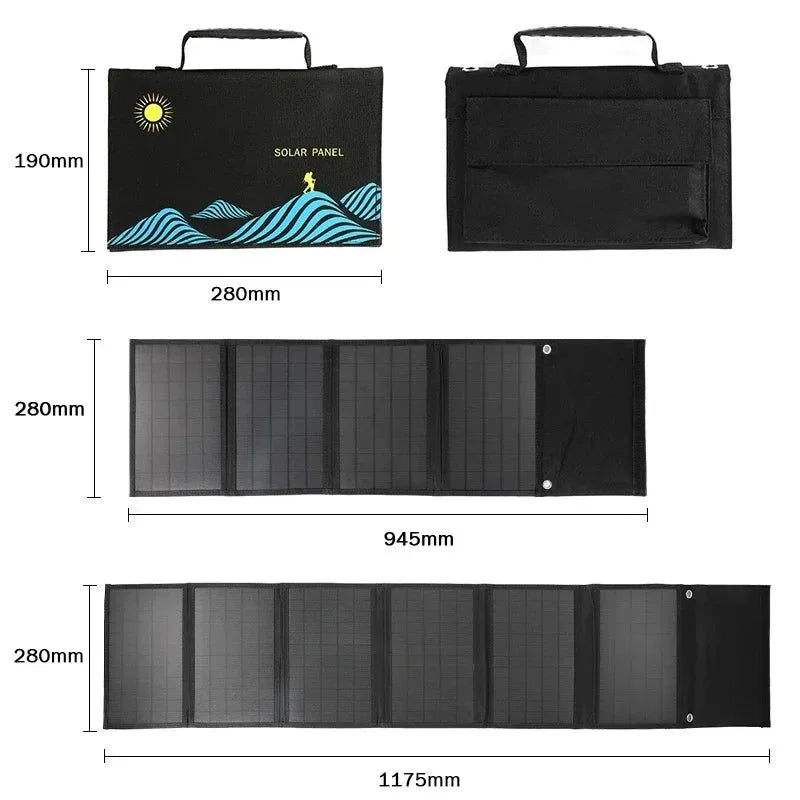 1000W Portable Folding Solar Panel Bag with USB & DC Output – Outdoor Power Supply for Phones, Generators & Camping - Trekker Essentials