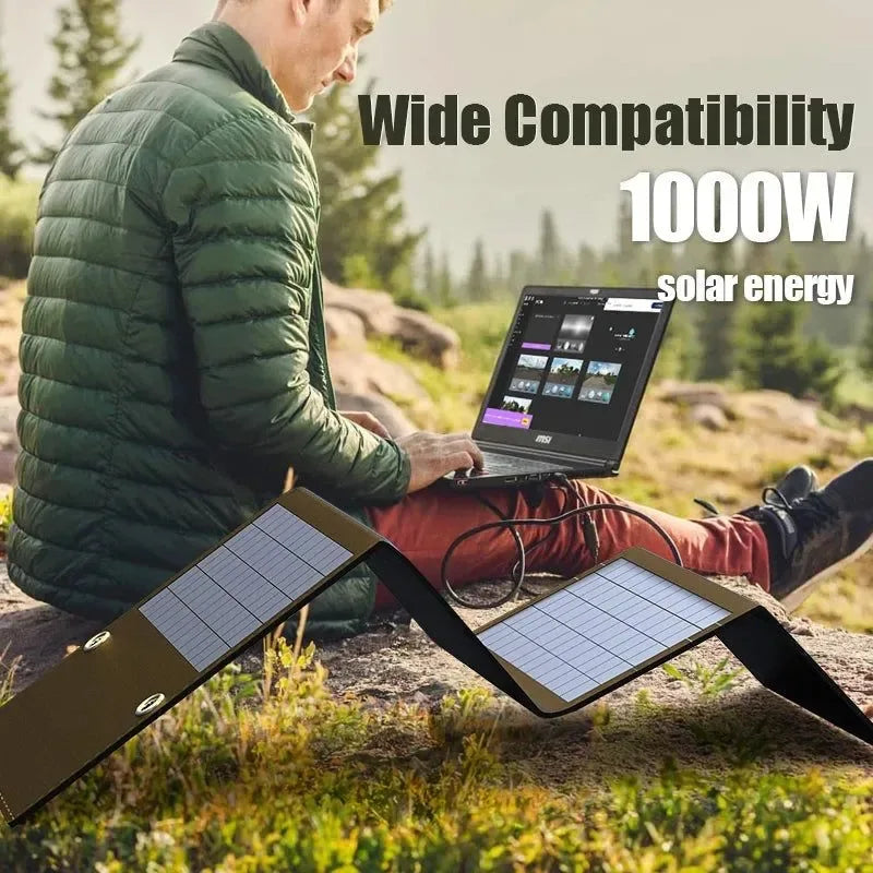 1000W Portable Folding Solar Panel Bag with USB & DC Output – Outdoor Power Supply for Phones, Generators & Camping - Trekker Essentials