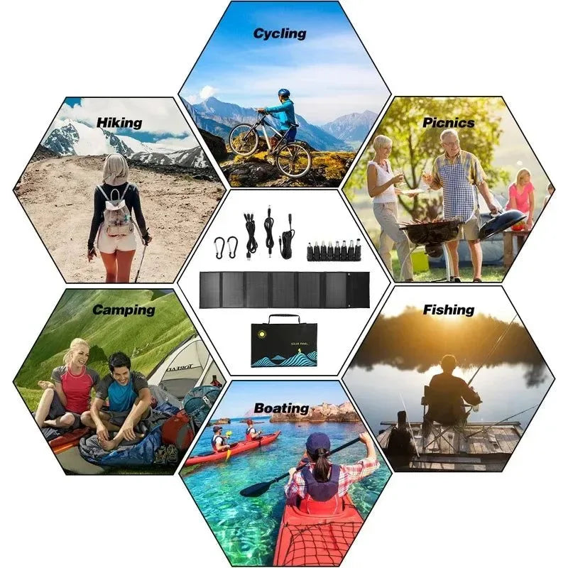 1000W Portable Folding Solar Panel Bag with USB & DC Output – Outdoor Power Supply for Phones, Generators & Camping - Trekker Essentials