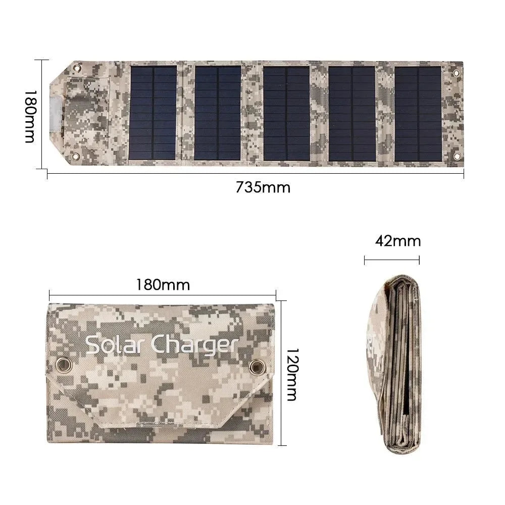 100W Foldable Solar Panel Portable Solar Charger with USB 5V - Waterproof Solar Cell for Outdoor Mobile Power, Camping, and Hiking - Trekker Essentials