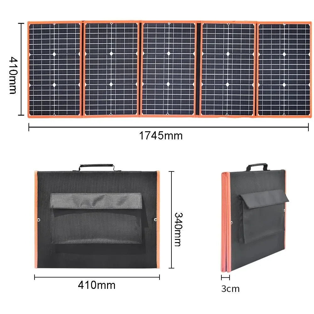 100W Foldable Solar Panel Portable Solar Charger for 12V Battery Power Station, USB Mobile Phone Power Bank, Laptop, Camper, Hiking - Trekker Essentials