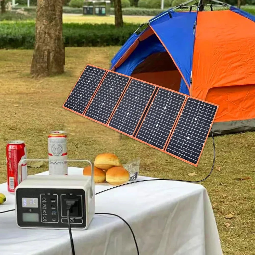 100W Foldable Solar Panel Portable Solar Charger for 12V Battery Power Station, USB Mobile Phone Power Bank, Laptop, Camper, Hiking - Trekker Essentials