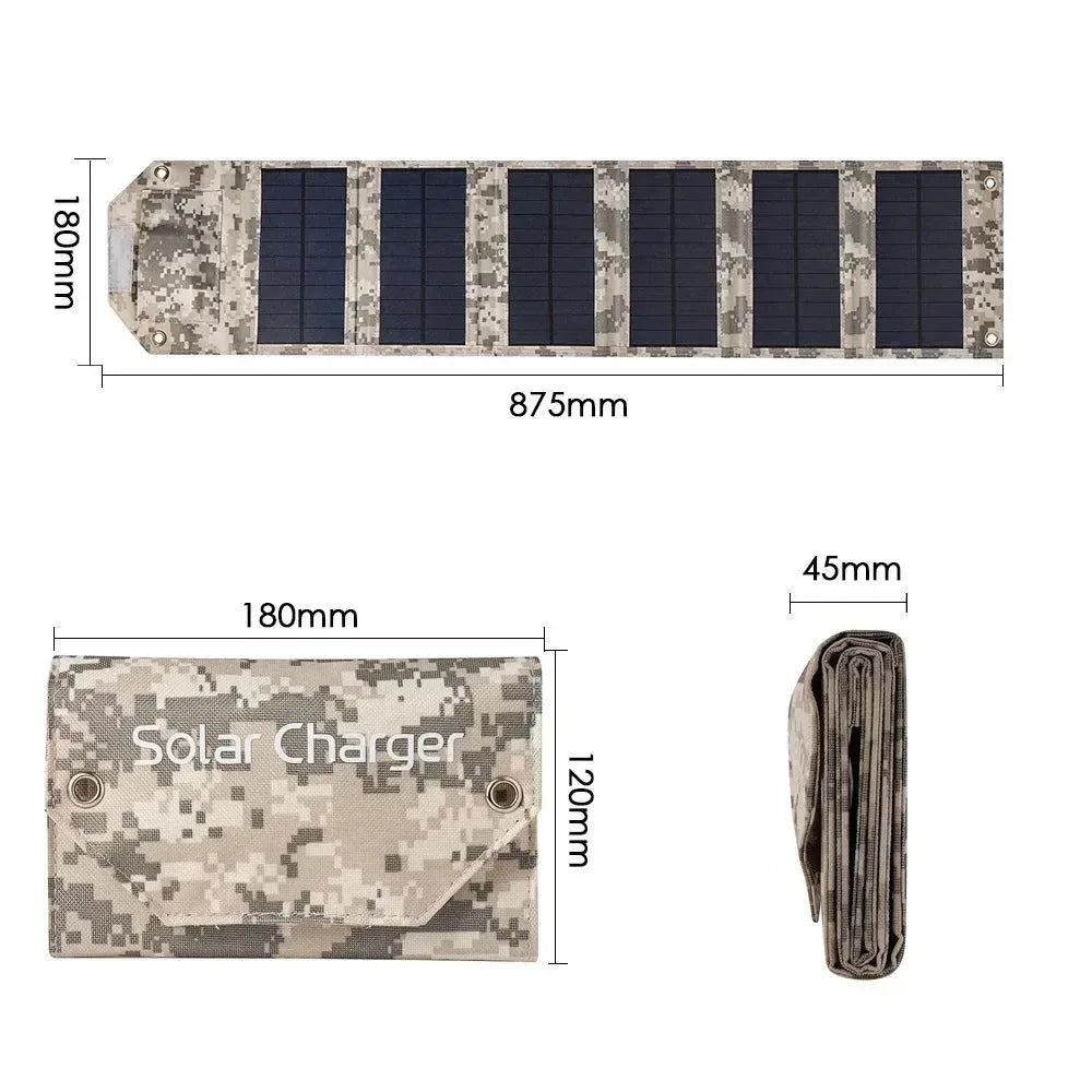 100W Foldable Solar Panel USB 5V Solar Charger - Portable Solar Cell for Outdoor Phone Power Bank, Camping, Hiking - Trekker Essentials