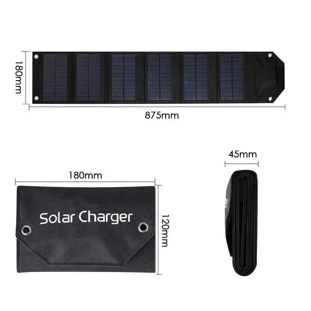 100W Foldable Solar Panel USB 5V Solar Charger - Portable Solar Cell for Outdoor Phone Power Bank, Camping, Hiking - Trekker Essentials