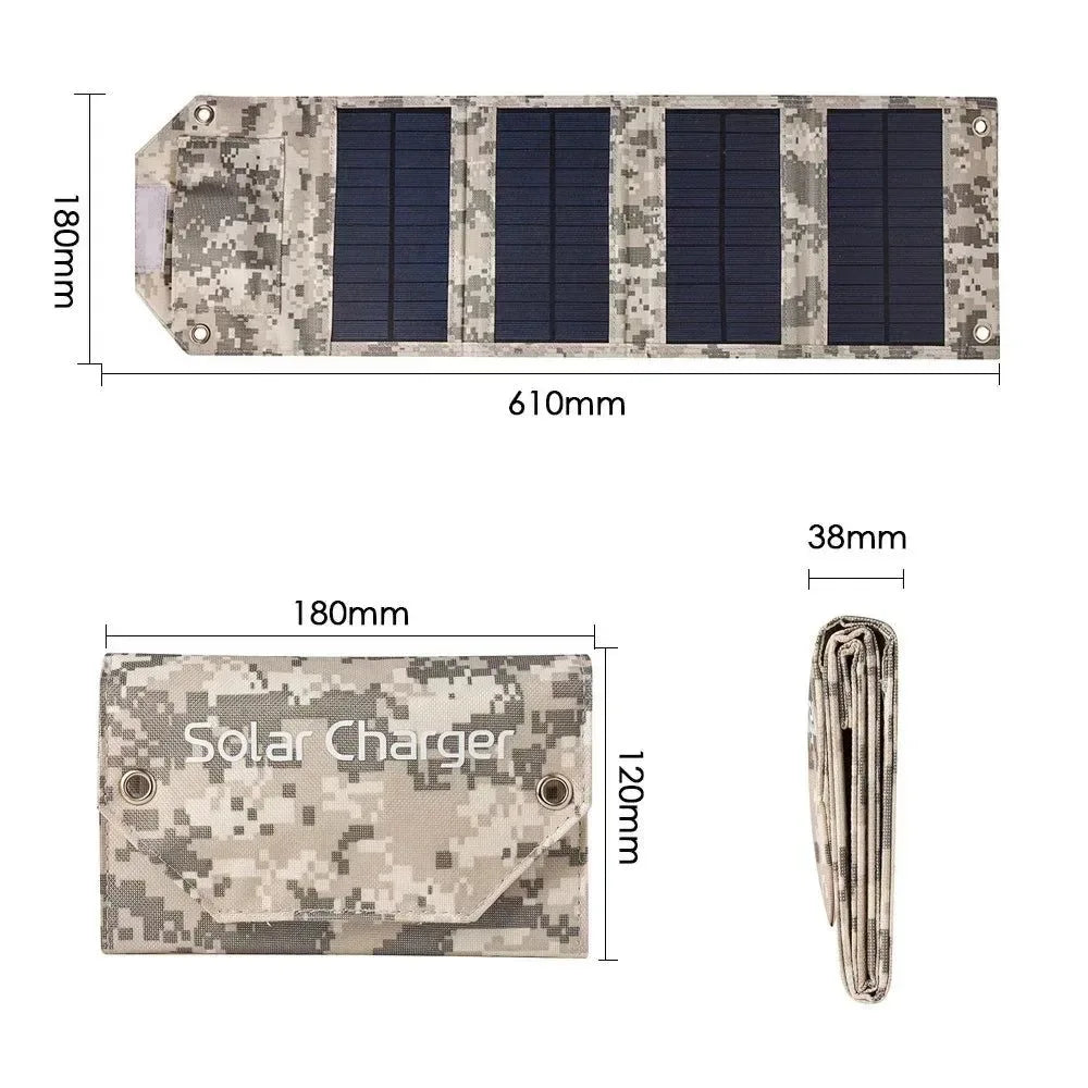 100W Foldable Solar Panel USB 5V Solar Charger - Portable Solar Cell for Outdoor Phone Power Bank, Camping, Hiking - Trekker Essentials
