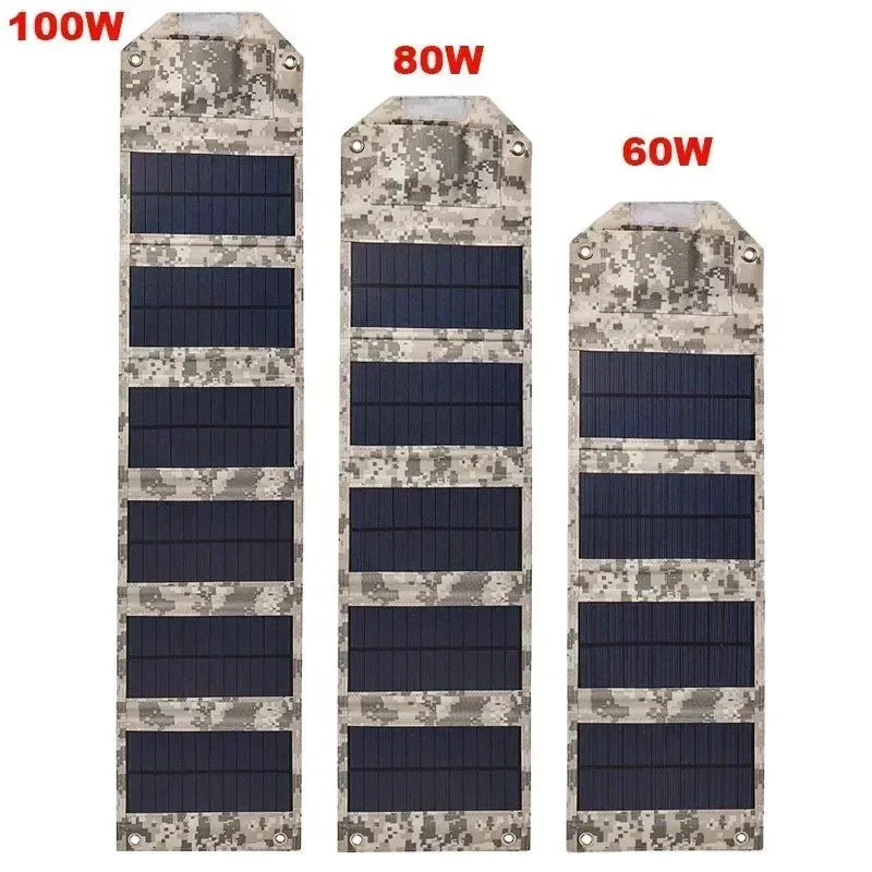 100W Foldable Solar Panel USB 5V Solar Charger - Portable Solar Cell for Outdoor Phone Power Bank, Camping, Hiking - Trekker Essentials