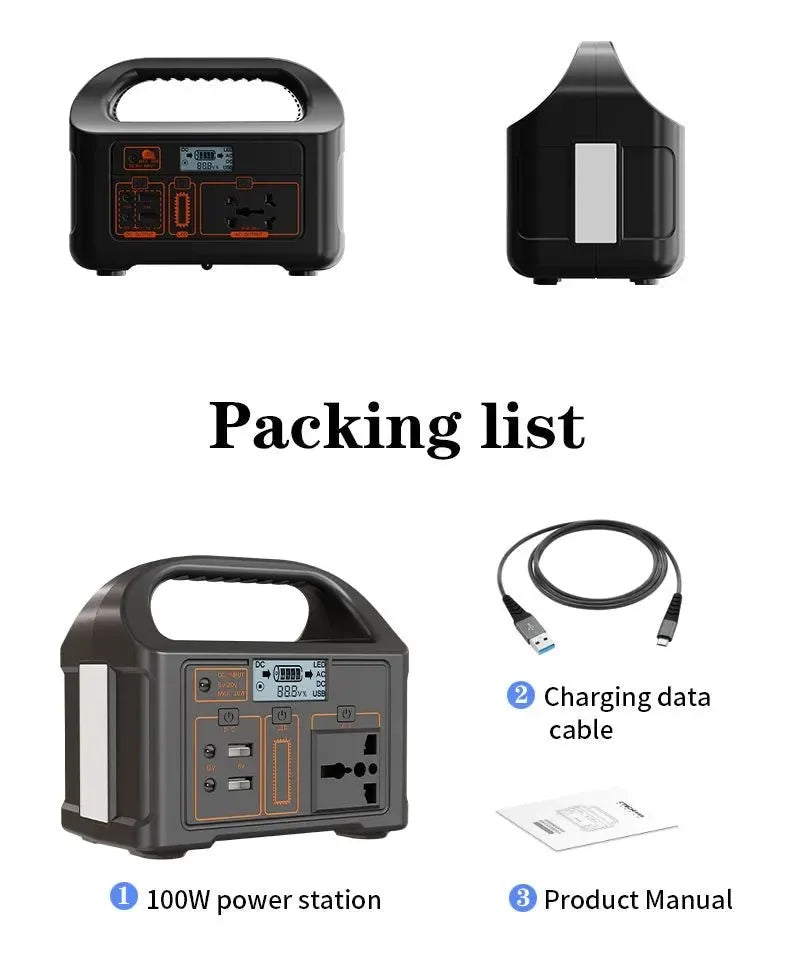 100W Portable LiFePO4 Power Station 24000mAh — Solar Generator with AC/DC/USB for Camping, Home, and Emergency Backup - Trekker Essentials