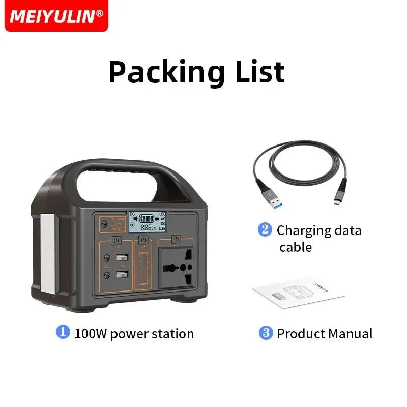 100W Portable LiFePO4 Power Station 24000mAh — Solar Generator with AC/DC/USB for Camping, Home, and Emergency Backup - Trekker Essentials