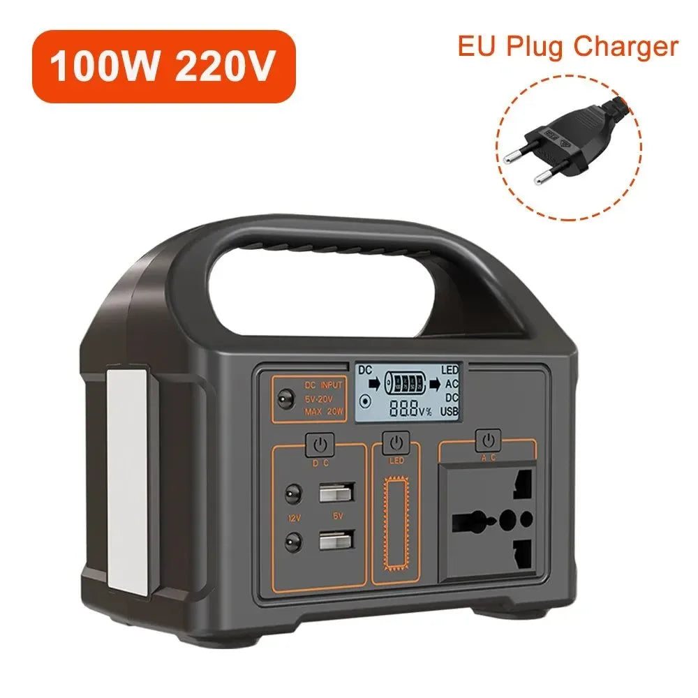 100W Portable Power Station 220V/110V Solar Generator - 24000mAh LiFePO4 Emergency Mobile Power Bank for Camping - Trekker Essentials