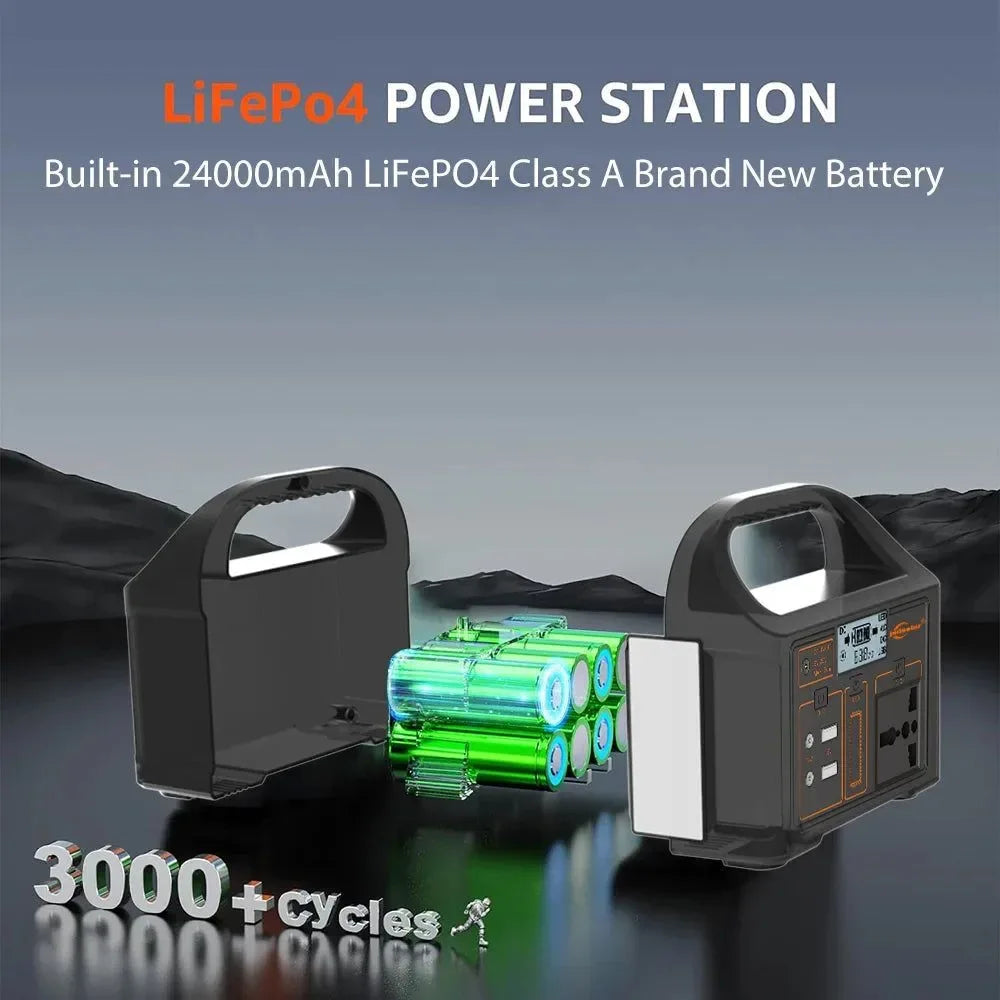 100W Portable Power Station 220V/110V Solar Generator - 24000mAh LiFePO4 Emergency Mobile Power Bank for Camping - Trekker Essentials