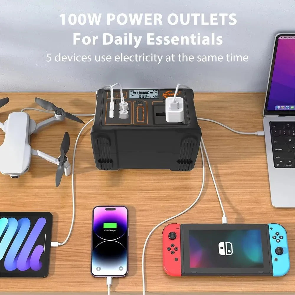100W Portable Power Station 220V/110V Solar Generator - 24000mAh LiFePO4 Emergency Mobile Power Bank for Camping - Trekker Essentials