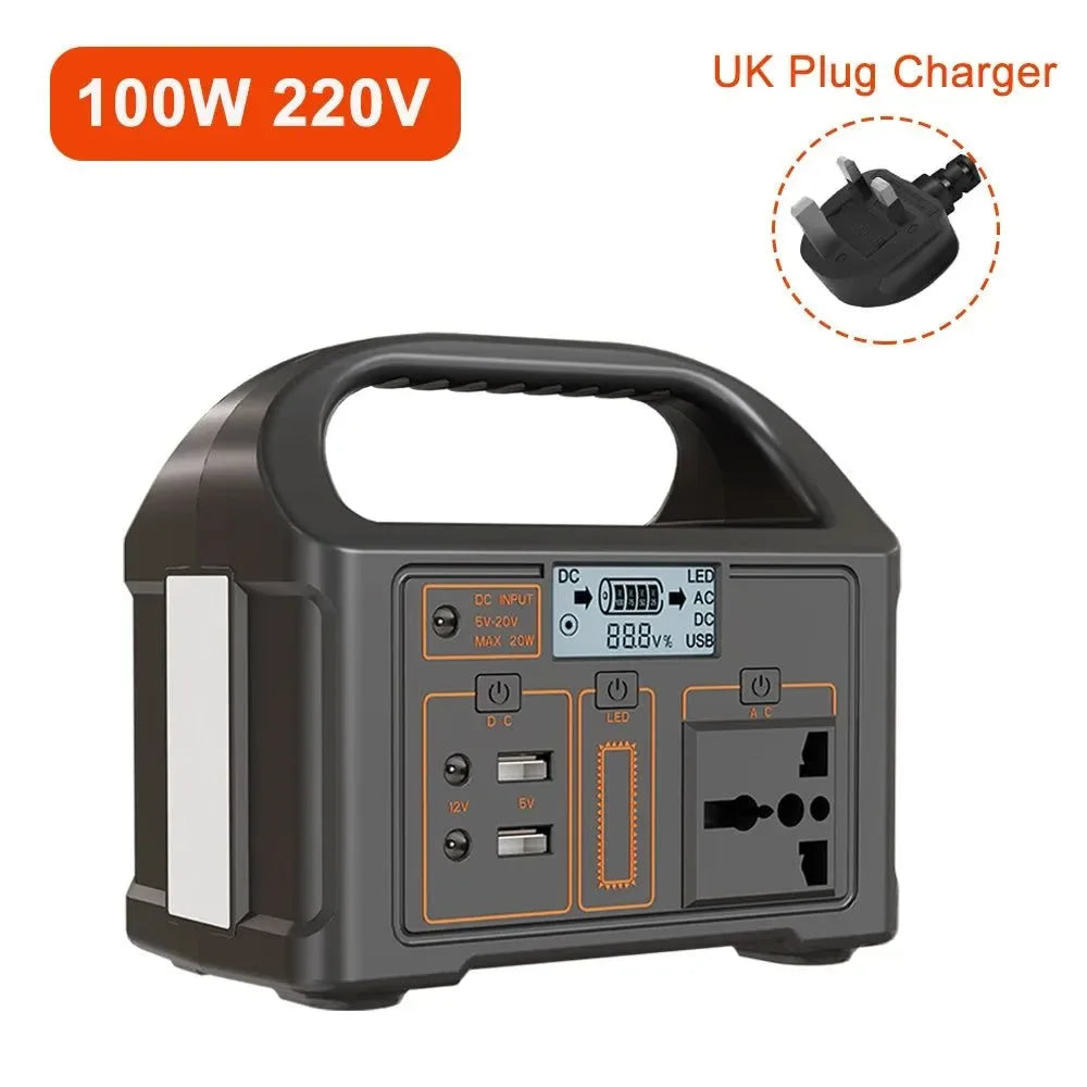 100W Portable Power Station 220V/110V Solar Generator - 24000mAh LiFePO4 Emergency Mobile Power Bank for Camping - Trekker Essentials
