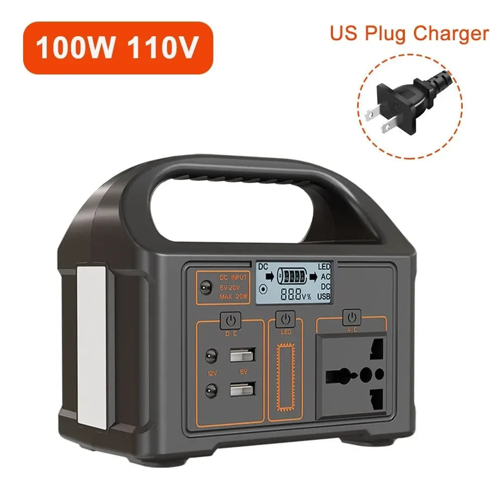 100W Portable Power Station 220V/110V Solar Generator - 24000mAh LiFePO4 Emergency Mobile Power Bank for Camping - Trekker Essentials