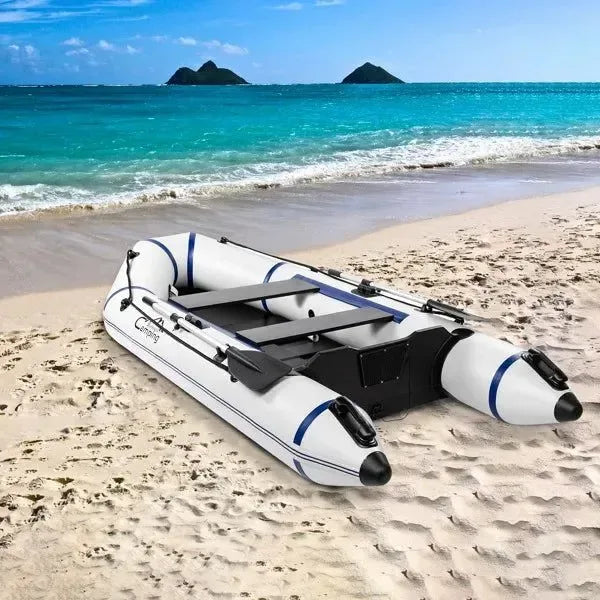 10ft Heavy-Duty Inflatable Boat with Hard Deck, 330kg Capacity for Fishing & Recreation - Trekker Essentials