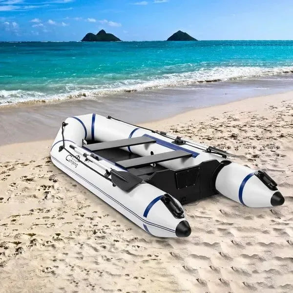 10ft Heavy-Duty Inflatable Boat with Hard Deck, 330kg Capacity for Fishing & Recreation - Trekker Essentials