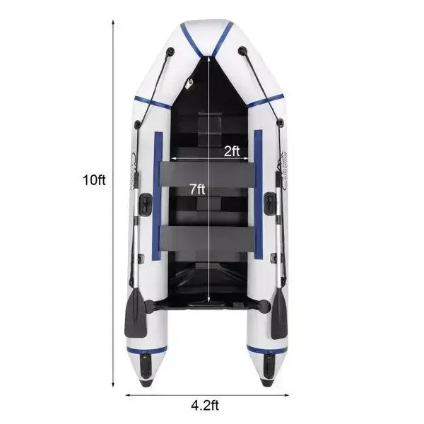 10ft Heavy-Duty Inflatable Boat with Hard Deck, 330kg Capacity for Fishing & Recreation - Trekker Essentials