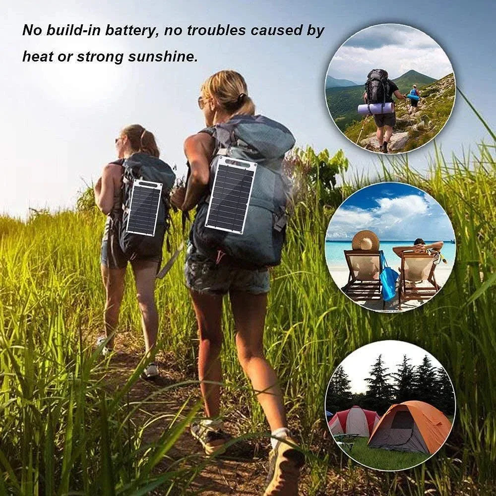 10W Waterproof Solar Panel USB Charger - Portable Outdoor Solar Charger for Mobile Phone, Power Bank, Camping, Hiking - Trekker Essentials