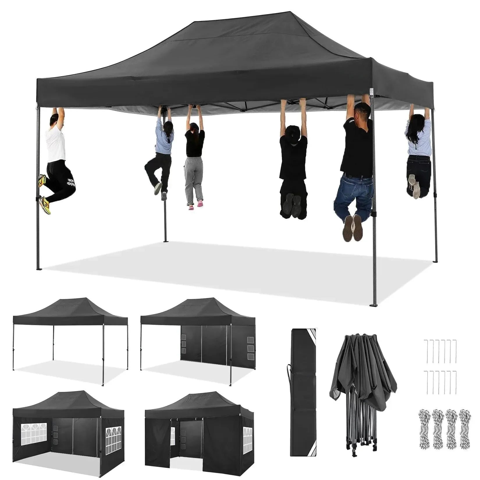10'x15' Heavy-Duty Pop-Up Canopy Tent – Waterproof 4-Sidewall Commercial Gazebo - Trekker Essentials