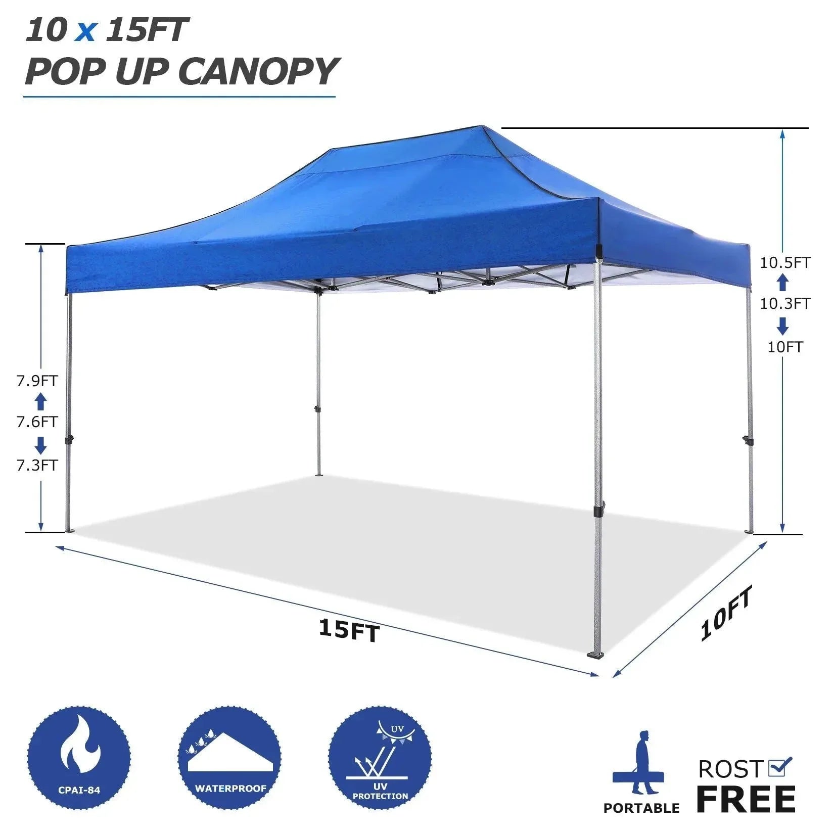 10'x15' Heavy-Duty Pop-Up Canopy Tent – Waterproof 4-Sidewall Commercial Gazebo - Trekker Essentials