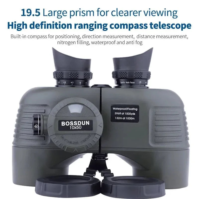 10X50 Professional Military Nautical HD Binoculars | Waterproof Powerful Rangefinder with Compass for Hunting and Camping - Trekker Essentials