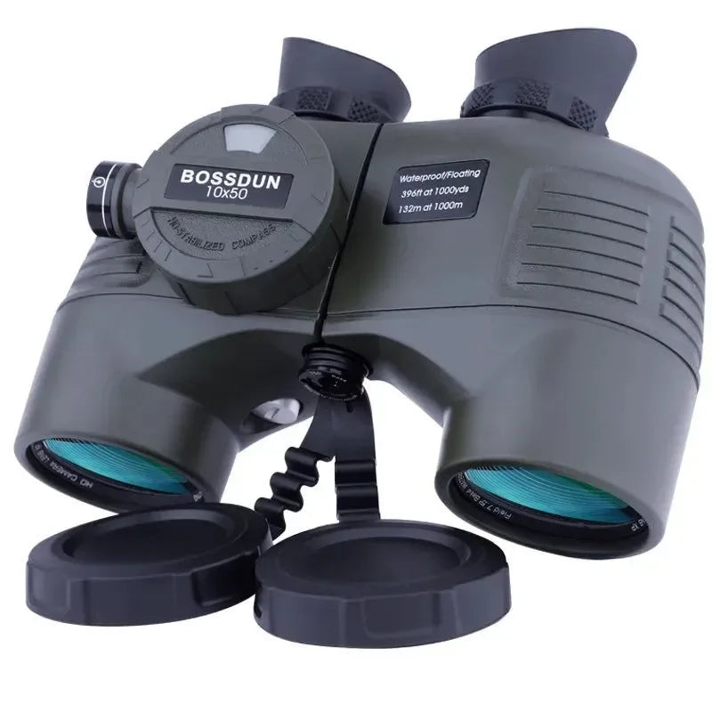 10X50 Professional Military Nautical HD Binoculars | Waterproof Powerful Rangefinder with Compass for Hunting and Camping - Trekker Essentials
