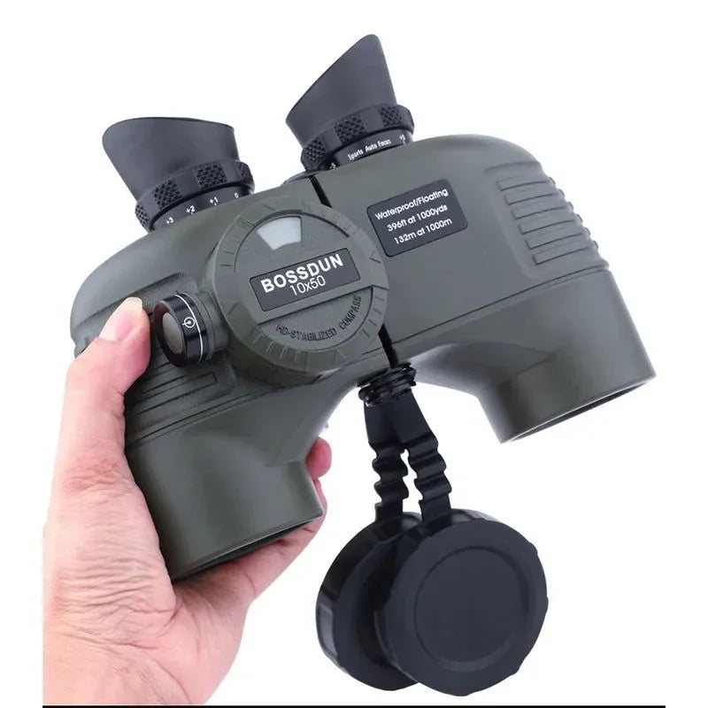 10X50 Professional Military Nautical HD Binoculars | Waterproof Powerful Rangefinder with Compass for Hunting and Camping - Trekker Essentials