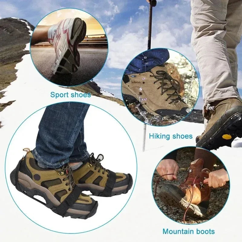 11 Teeth Crampons – Anti-Slip Ice Grippers for Hiking, Climbing, and Winter Shoes - Trekker Essentials