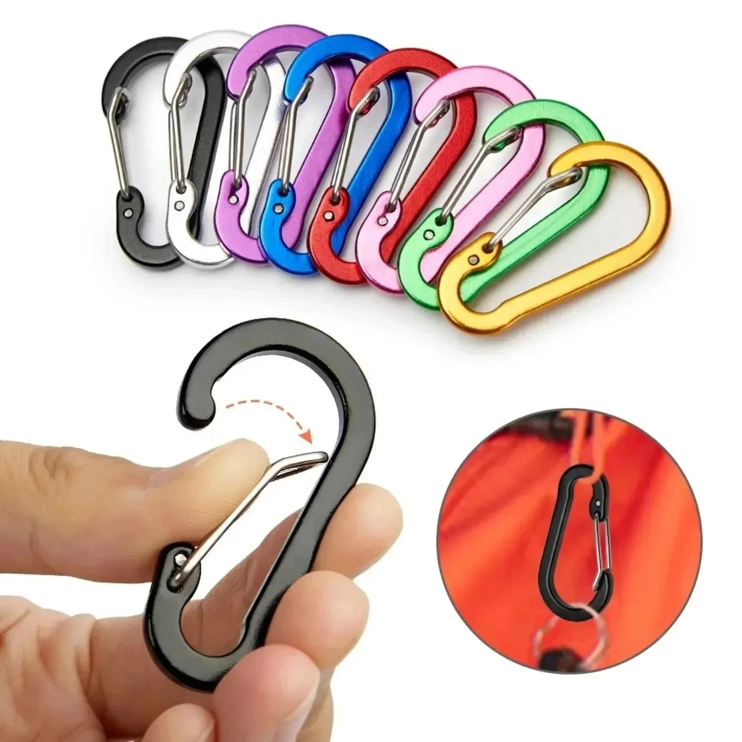 12-Piece Heavy Duty Carabiner Clip Set - Rustproof Aluminum & Stainless Steel Hooks for Camping, Hiking, Keys & Outdoor Gear - Trekker Essentials