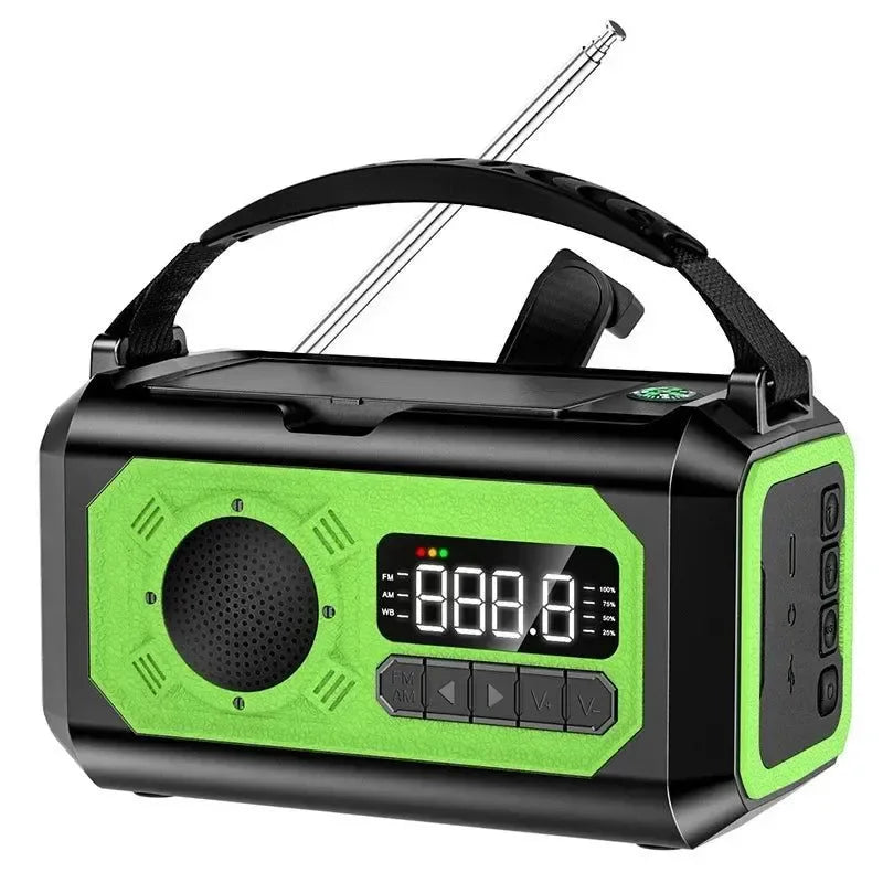 12000mAh Portable Emergency Weather Radio with AM/FM/NOAA, Dual Solar Panels, Hand Crank, Flashlight, and Reading Lamp for Outdoor Camping - Trekker Essentials
