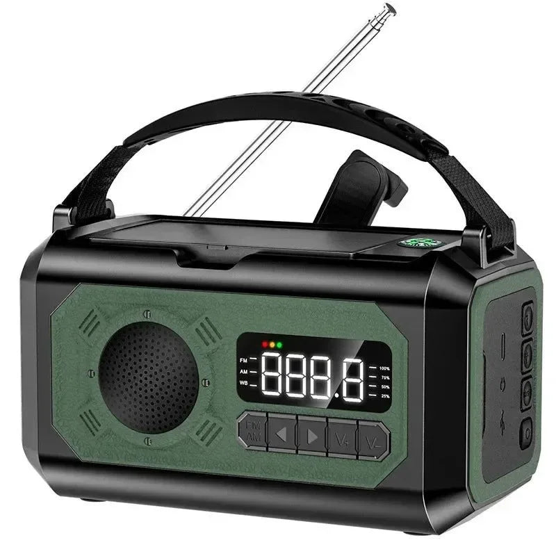 12000mAh Portable Emergency Weather Radio with AM/FM/NOAA, Dual Solar Panels, Hand Crank, Flashlight, and Reading Lamp for Outdoor Camping - Trekker Essentials