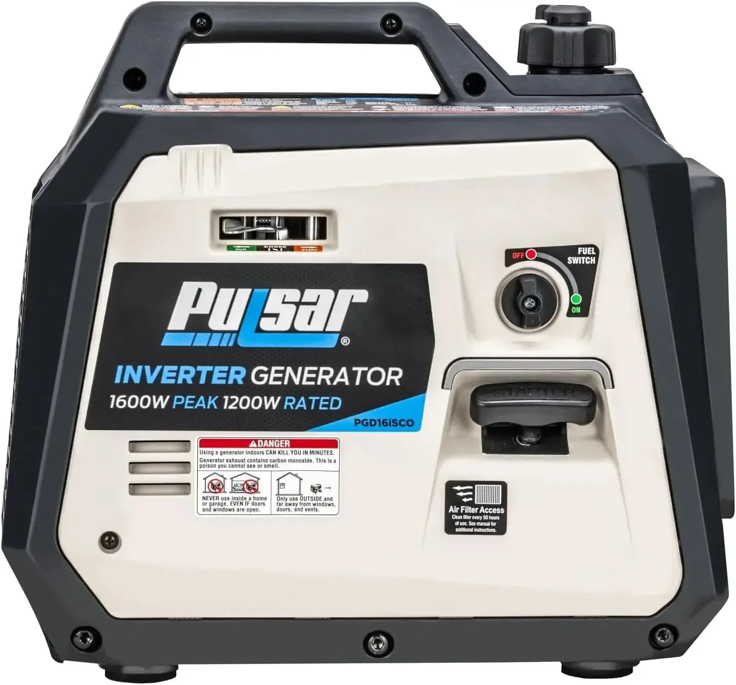 120V Outlets & USB Ports-Pulsar 1600W Ultra-Light Quiet Portable Gas Inverter Generator- CARB Compliant, 6.5-Hour Runtime, - Trekker Essentials