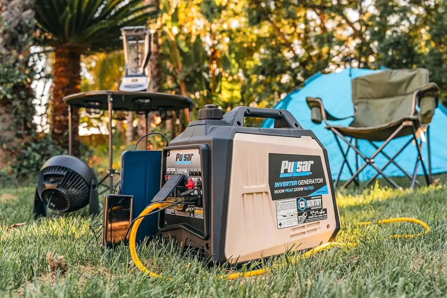 120V Outlets & USB Ports-Pulsar 1600W Ultra-Light Quiet Portable Gas Inverter Generator- CARB Compliant, 6.5-Hour Runtime, - Trekker Essentials