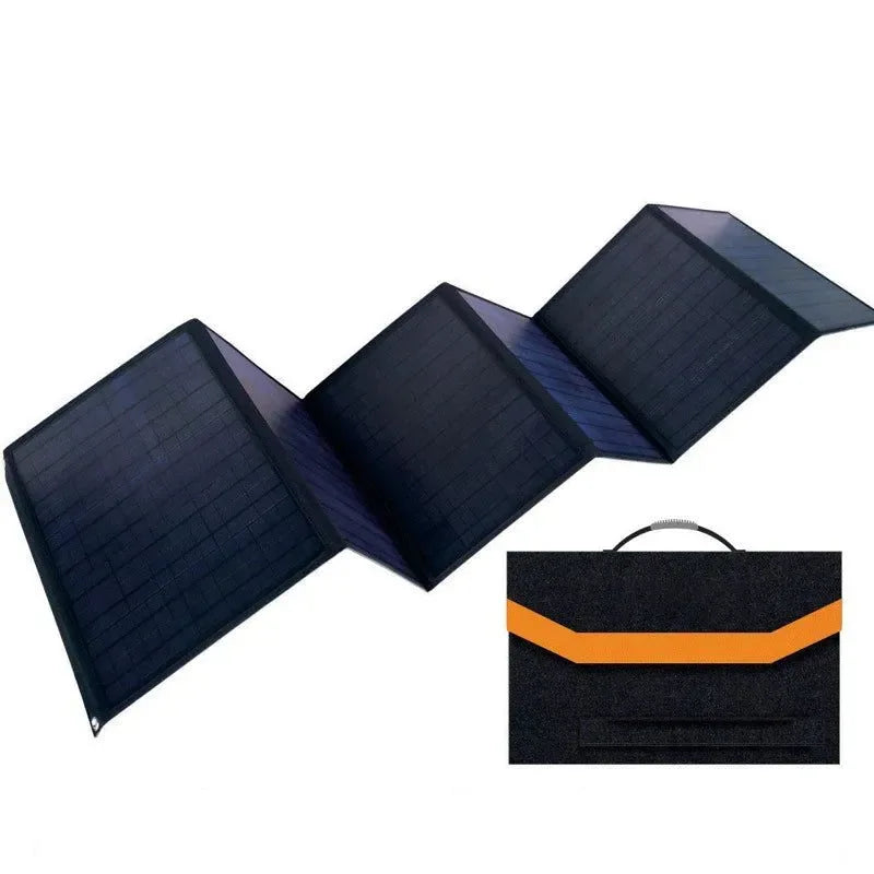 120W 18V Foldable Solar Panel Bag with USB and DC Outputs - Portable Charger for Outdoor Travel, Hiking, and Camping - Trekker Essentials