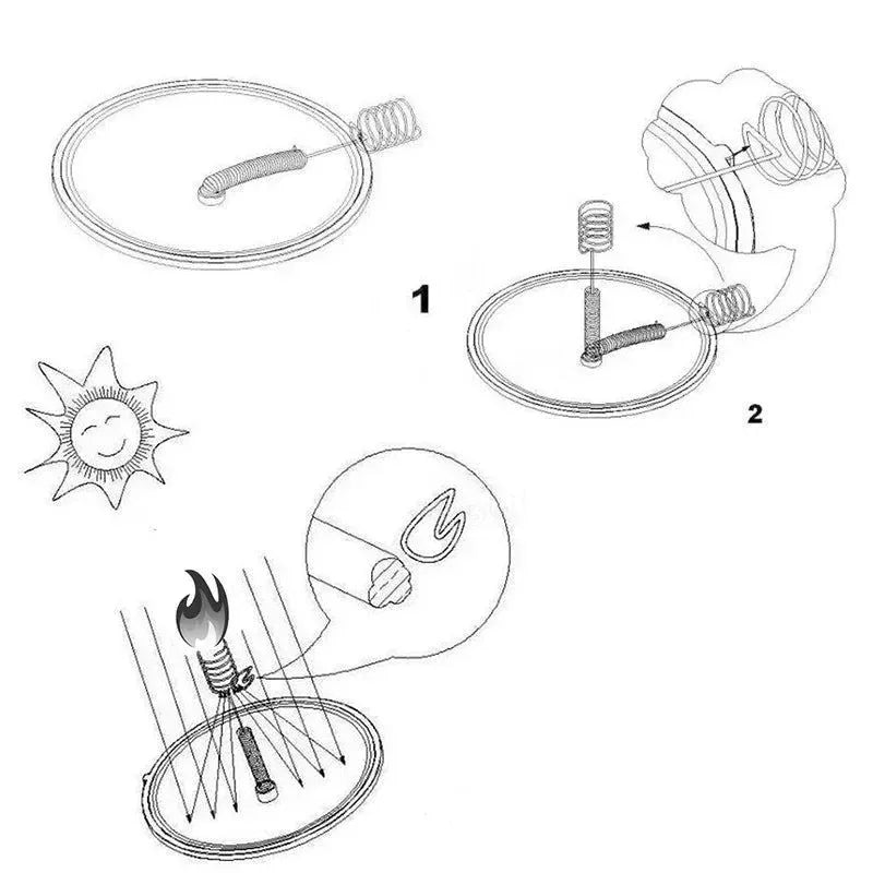 1/2pcs Camping Survival Solar Lighter - Waterproof & Windproof Fire Starter EDC Outdoor Emergency Tool Gear Sport (Color: Silver) - Trekker Essentials
