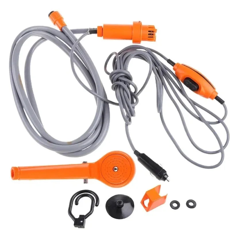 12V Portable Camping Shower Pump Kit - Outdoor Shower for Car Washing, Plant Watering, and Travel - Trekker Essentials