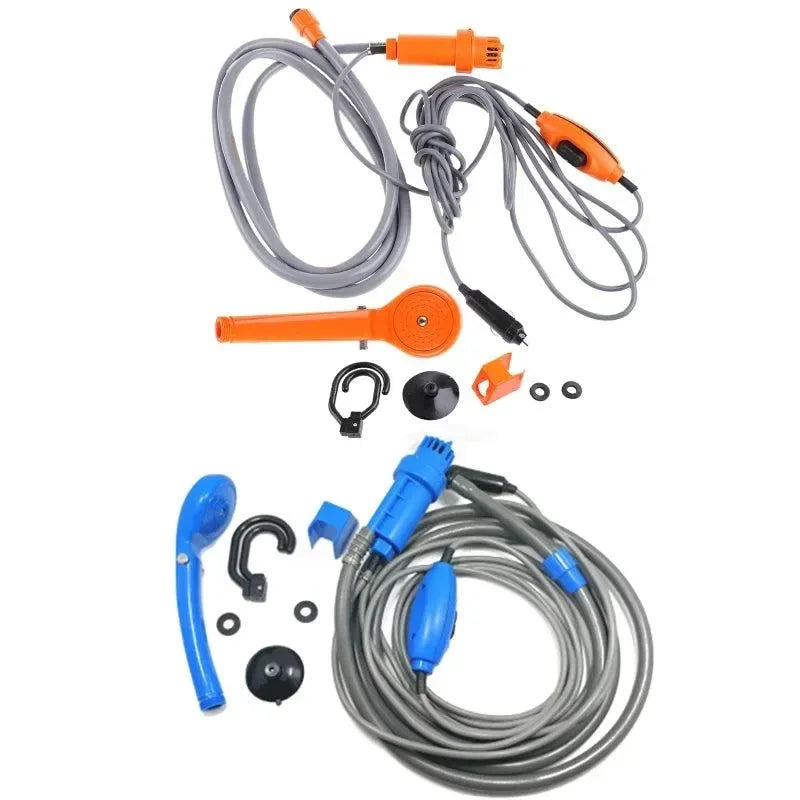 12V Portable Camping Shower Pump Kit - Outdoor Shower for Car Washing, Plant Watering, and Travel - Trekker Essentials