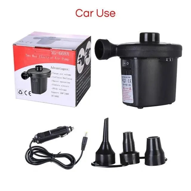 12V Portable Electric Air Pump – Inflator for Home, Boat, Mattress, and Pool - Trekker Essentials