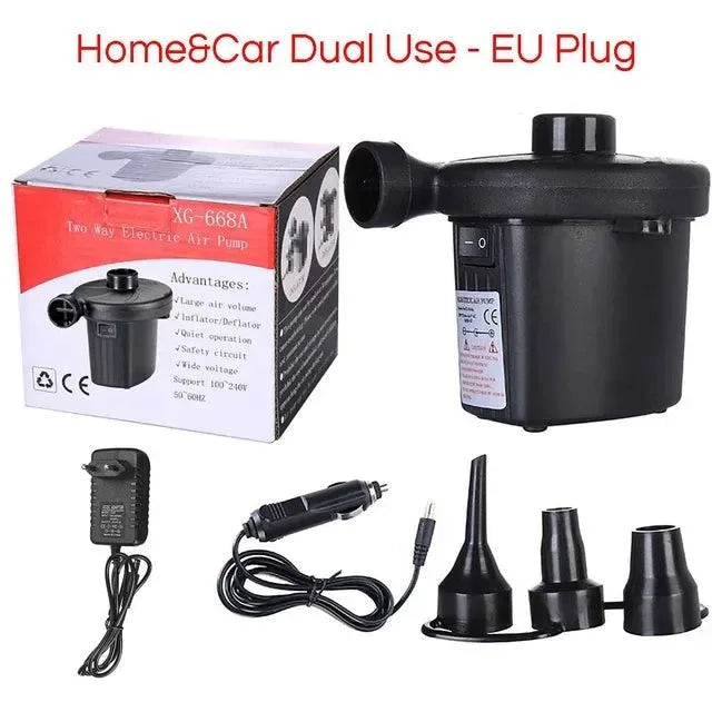 12V Portable Electric Air Pump – Inflator for Home, Boat, Mattress, and Pool - Trekker Essentials