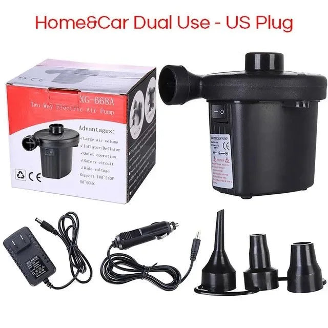 12V Portable Electric Air Pump – Inflator for Home, Boat, Mattress, and Pool - Trekker Essentials