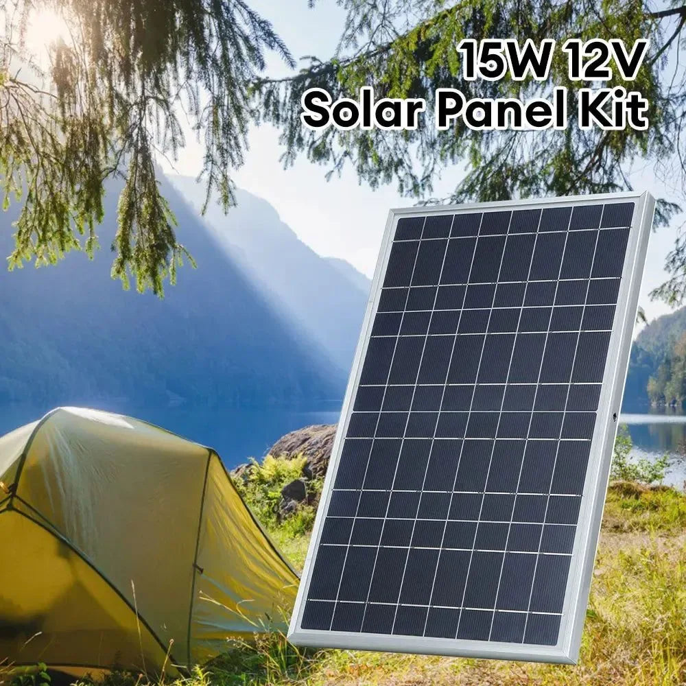 12V Solar Panel Kit with Alligator Clip - Portable Waterproof Solar Charger for Camping and Travel - Trekker Essentials