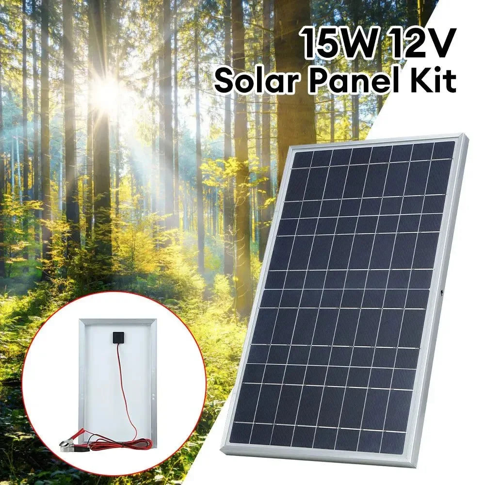 12V Solar Panel Kit with Alligator Clip - Portable Waterproof Solar Charger for Camping and Travel - Trekker Essentials