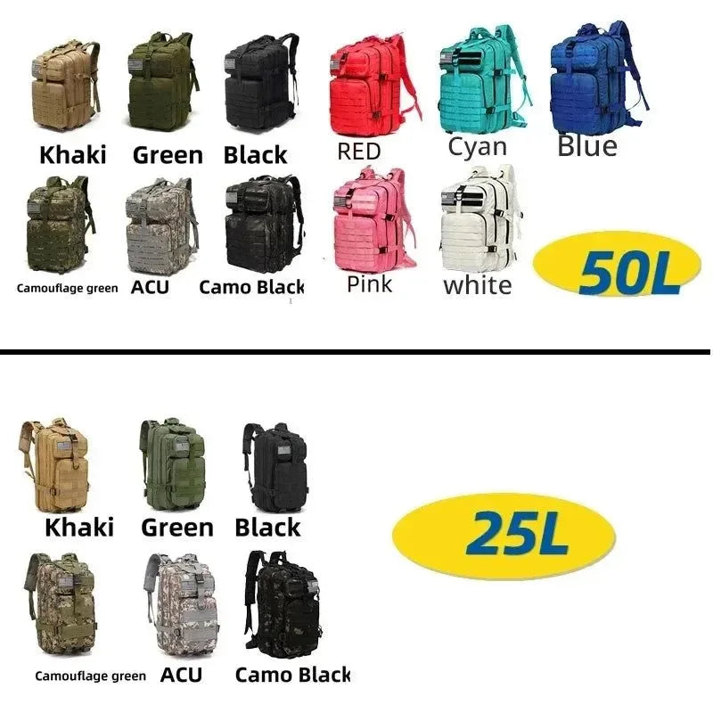 13-Inch / 17.3-Inch Waterproof Tactical Backpack - Trekking, Fishing, Hunting, Camping, and Hiking Bag - Trekker Essentials